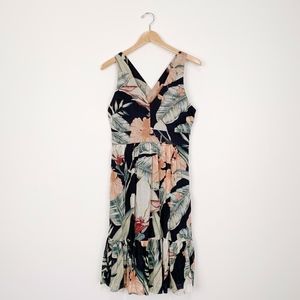 NWT Ann Taylor Palm Leaf Cross Back Maxi Dress